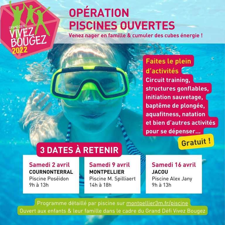 Entrée et activités en famille gratuites à la piscine - Cournonterral, Montpellier, Jacou (34)