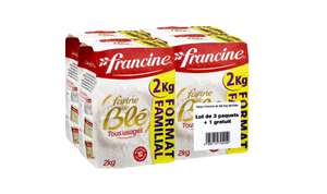 Lot 4 paquets de 2 kg de farine de blé tous usages Francine T45 (via 1,12€ de cagnotte fidélité) - Carrefour Montigny (95)