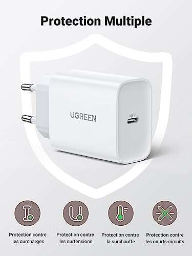 Chargeur secteur Ugreen - 30W USB C PPS PD 3.0 (via coupon - Vendeur tiers)  –