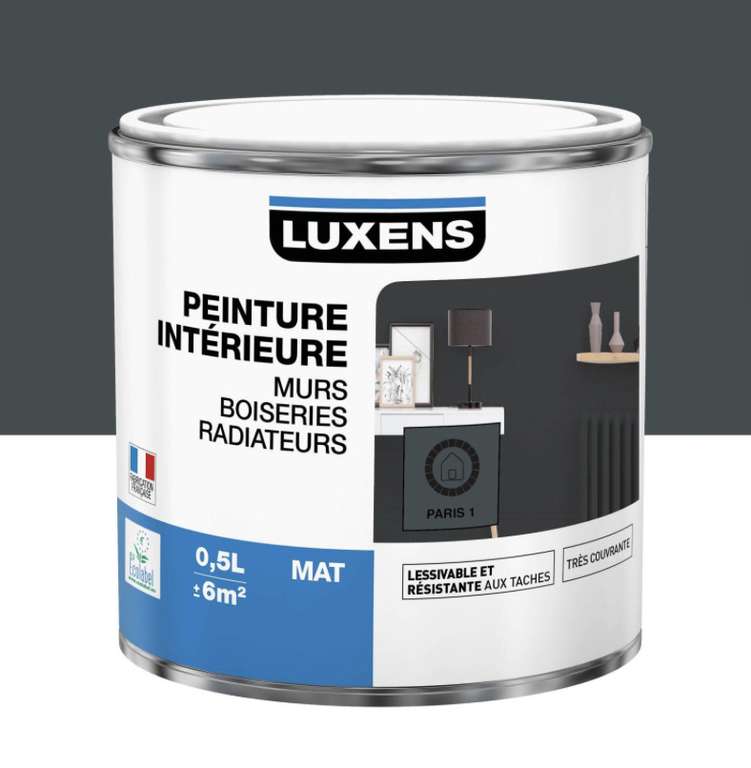 Sélection de Peintures Luxens en Promotion - Ex: Peinture mur, boiserie, radiateur Multisupports LUXENS paris 1 mat (Vendin-le-Vieil 62)