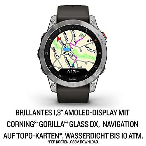 Montre GPS connectée Garmin Epix - Ecran Amoled, 60 applications sportives, Gris/Argent