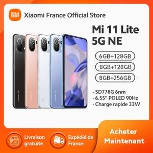 Smartphone 6.55" Xiaomi Mi 11 Lite 5G NE - 128 Go de stockage, 8 Go de RAM (Entrepôt France - via coupon vendeur - 229,9€ via 20PLA)