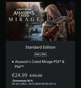 Jeu Assassins Creed Mirage sur PS4 & PS5 (dématérialisé)