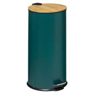 Poubelle avec couvercle en bambou - 30L (Vert ou Rouge) - maxibazar.fr