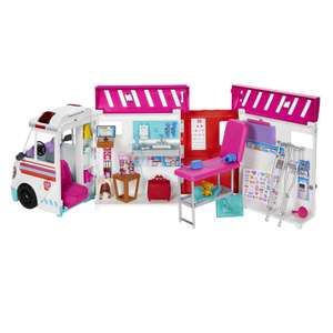 Coffret Barbie Véhicule Médical, Ambulance Transformable en Clinique, avec Lumières et Sons, Plus de 20 Accessoires, dès 3 Ans