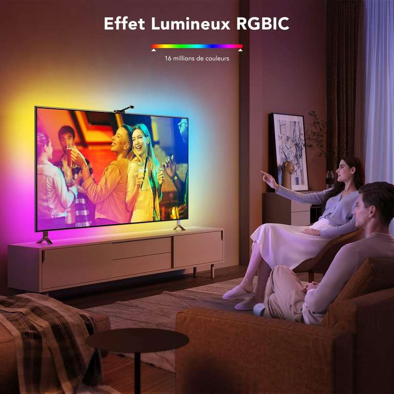 Rétroéclairage LED TV avec Boîtier de Synchronisation HDMI 4K, Bandes  Lumineuses LED RGBIC avec 7 Modes Scène pour Téléviseur 65 pouces et moins,  ne prend pas en Charge le Contrôle APP 