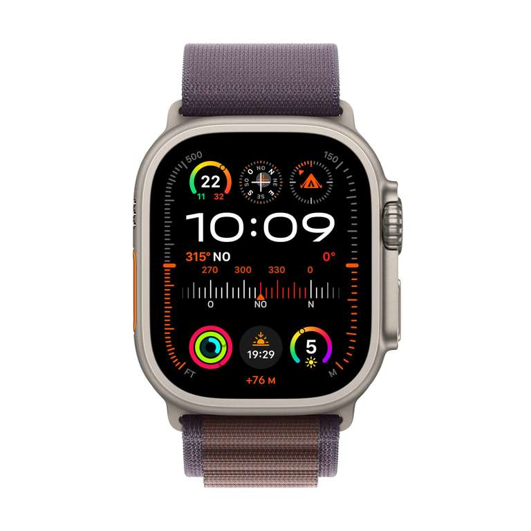 Apple Watch Ultra 2 (49 mm GPS + Cellular) Smartwatch avec boîtier en titane robuste et Boucle Alpine indigo