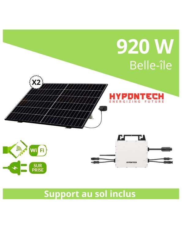Kit solaire au sol 920W - 2 panneaux Leapton 460W + 1 micro onduleur HYPONTECH Hms800C - Belle Ile (chocdiscount.com)