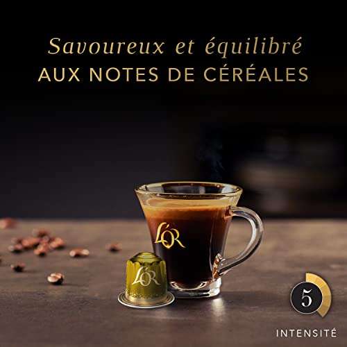 Lot de 10 paquets de capsules de café Espresso L'OR Lungo Mattinata - Intensité 5, Saveurs Chocolat et Agrumes, 10x10 capsules
