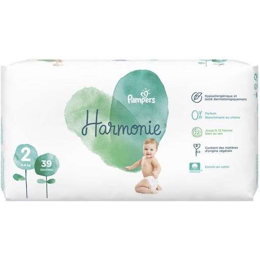 2 Paquets de 39 Couches Pampers Harmonie - Taille 2-6