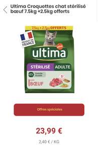 Paquet de Croquettes pour chat Ultima - bœuf ou saumon, 10Kg (Via retrait drive - bi1drive.fr)