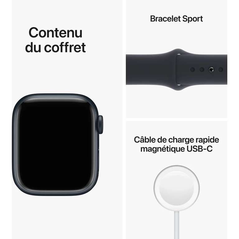 Montre connectée Apple Watch Series 8 (GPS) - Boîtier en aluminium 41 mm, Bracelet sport
