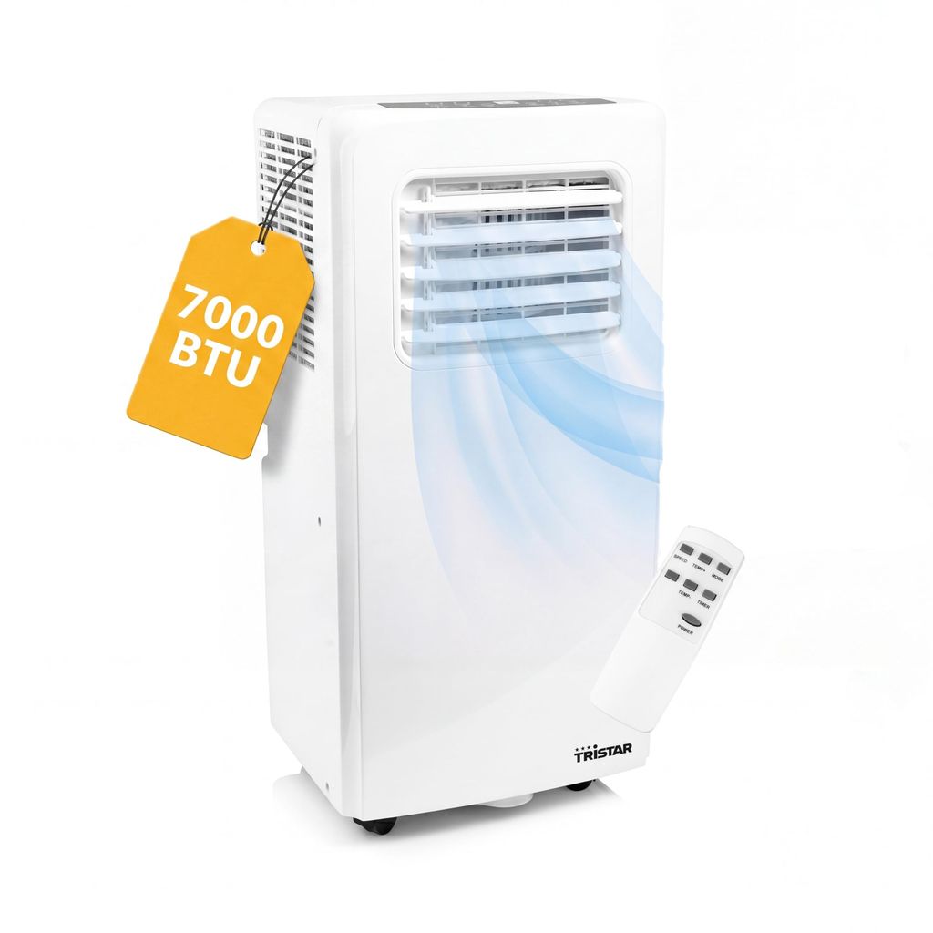 Tristar Climatiseur mobile - 7 000 BTU, 3-en-1, Déshumidifie, Rafraîchit, Ventile, Jusqu'à 25 m², Kit pour fenêtre inclus