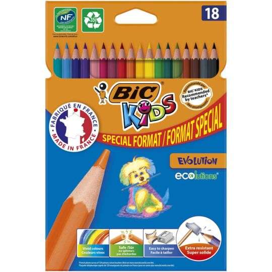 Lot de 18 crayons de couleur BIC (via 1.02€ sur la carte)