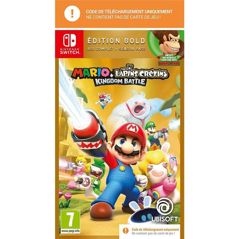 Sélection de jeux vidéo en promotion - Ex : Mario + The Lapins Crétins : Kingdom Battle (Code in a Box) - Edition Gold