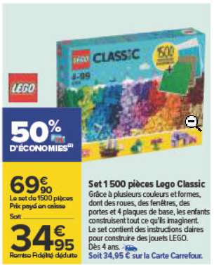 LEGO Classic 11717 - 1500 pièces (via 33,95€ sur la carte fidélité)