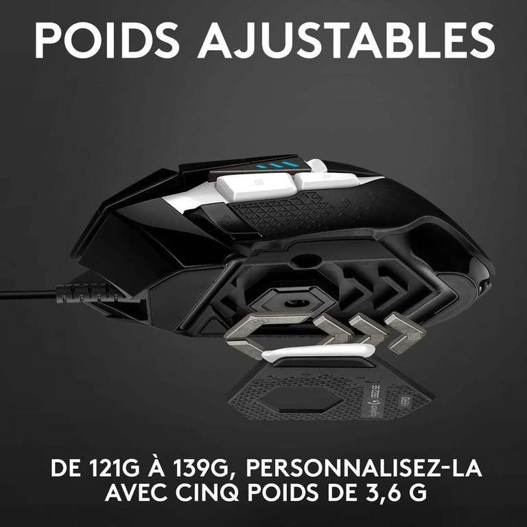 Souris Logitech G502 HERO Special Edition - Capteur HERO 25K, 25 600 PPP, 11 Boutons Programmables, RVB, Poids ajustable, PC & Mac