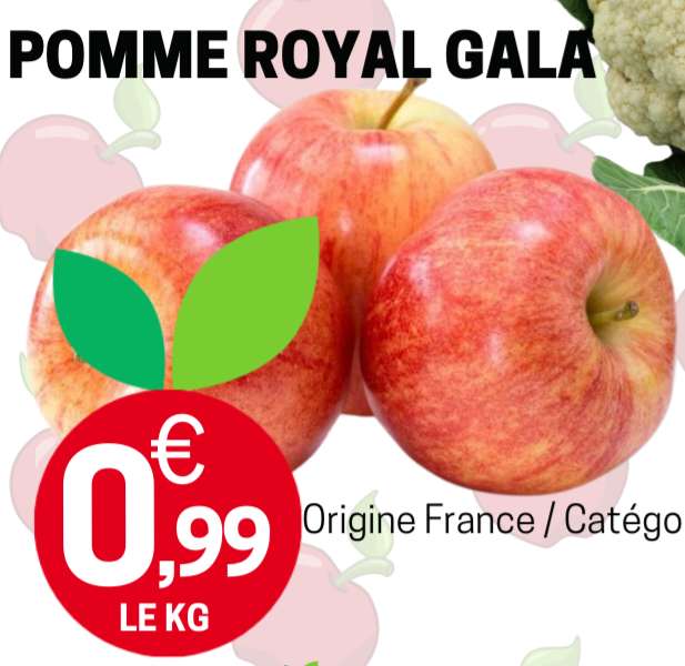 1kg Pommes rouges Royal Gala - Catégorie 1, Origine France