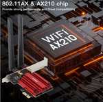 Carte réseau WiFi 6E FENVI AX210, PCIE 5374Mbps 2.4G/5G/6 Ghz, Bluetooth 5.3