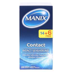 Boîte de 20 préservatifs Manix Contact Intact Sensations - ultra fins, lubrifiés (retrait magasin)