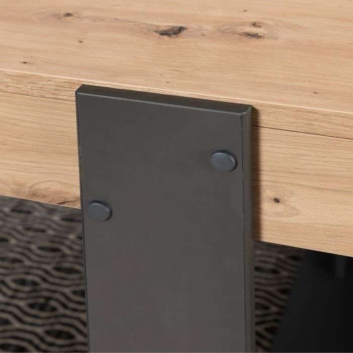 Table à manger Industrie Loft - Décor chêne, L 223,9 x P 93 x H 78,6 cm