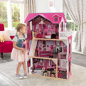 Maison de poupées en bois Kidcraft Amélia - Accessoires et Mobilier inclus, 3 étages, Hauteur : 1,21m