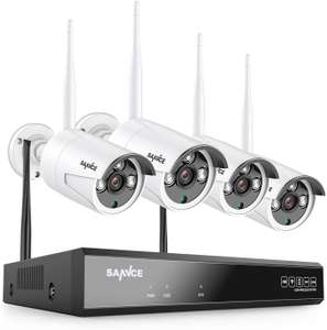 Système de surveillance sans fil SANNCE - 4 Caméras WiFi (2K 3MP IP66) + Enregistreur vidéo NVR 8CH 5MP (Compatible Alexa) - Vendeur tiers