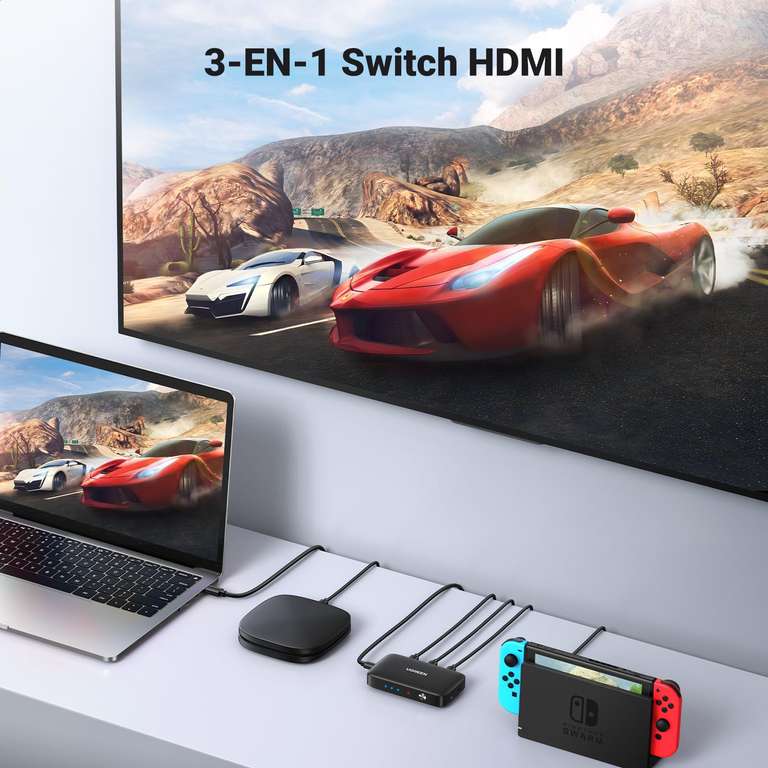Switch Commutateur HDMI Ugreen - 3 Entrées 1 Sortie avec télécommande (Vendeur Tiers)