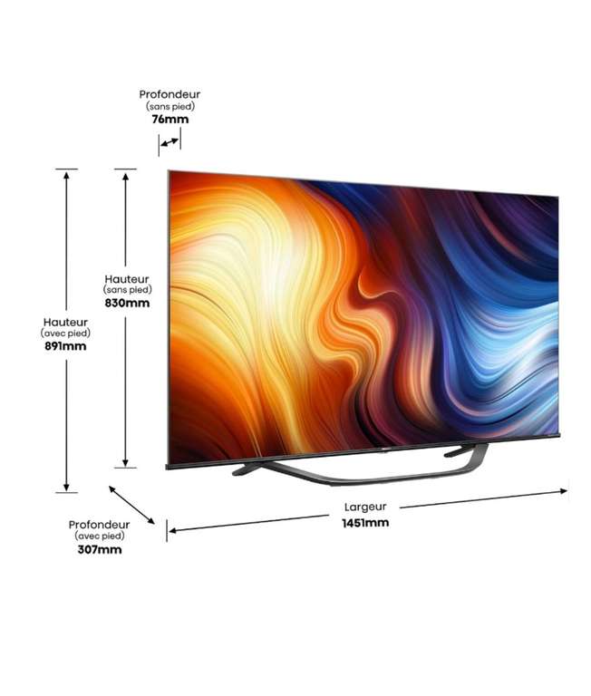 TV QLED 65" Hisense 65U7HQ - 4K UHD, 120 Hz, Dolby Vision + Atmos, Smart TV (Via ODR de 300€)