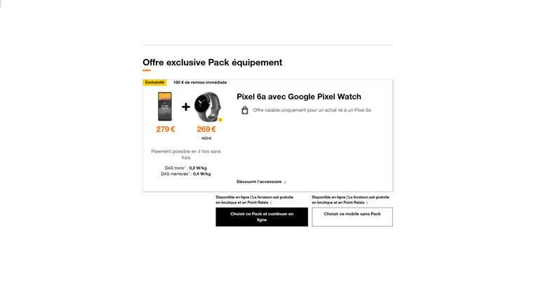 [Clients Orange] Smartphone 6.1" Google Pixel 7A - 128Go + Ecouteurs Pixel Buds A + Montre Google Pixel Watch 4g LTE (via reprise 50€ + ODR)