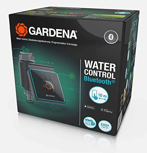 Commande d'arrosage Gardena 01889-20 - Bluetooth, Arrosage Automatique, appli, 3 programmes horaires, portée de 10 m