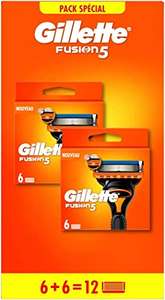 Lot de 2 paquets de 6 lames recharges rasoir pour homme Gillette Fusion 5 - 12 lames