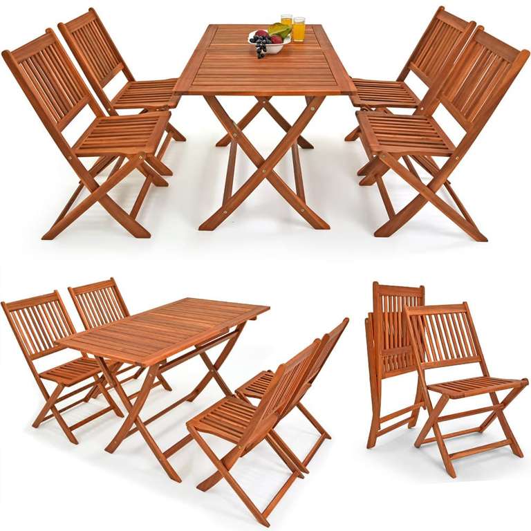 Table et chaises de jardin Casaria en bois