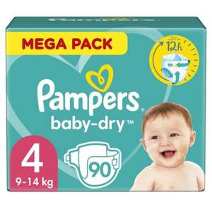 Méga pack Pampers Baby Dry - différentes tailles (via 21.63€ sur la carte de fidélité et 2.50€ de BDR Pampers)