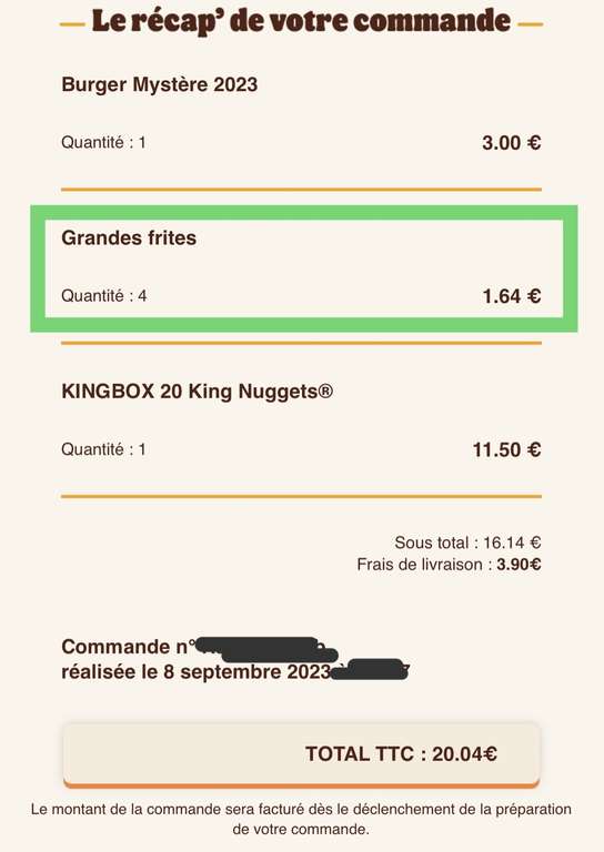 Grandes Frites (Via King Delivery) - Burger King Paris Bastille (75)