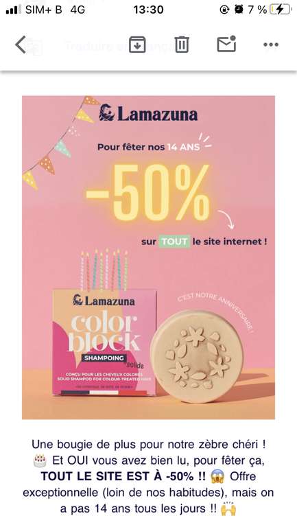 50% de réduction sur tout le site lamazuna.com