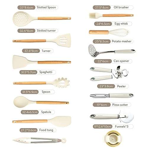 16 Ustensiles Cuisine Silicone - Résistant à 220°C - Antiadhésif, Sans BPA