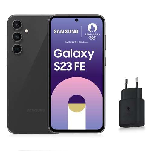 Smartphone 6,4" Samsung Galaxy S23 FE, 5G, 128 Go,Chargeur secteur rapide 25W inclus (Via ODR de 70€ )