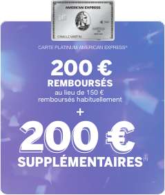 400€ de crédit compte-carte offerts dès 4000€ dépensés les 3 premiers mois pour toute souscription d'une carte Platinum