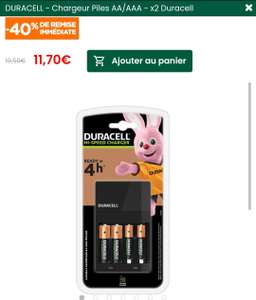Chargeur de Piles Hi-Speed Duracell AA/AAA + 2 piles AA rechargeables