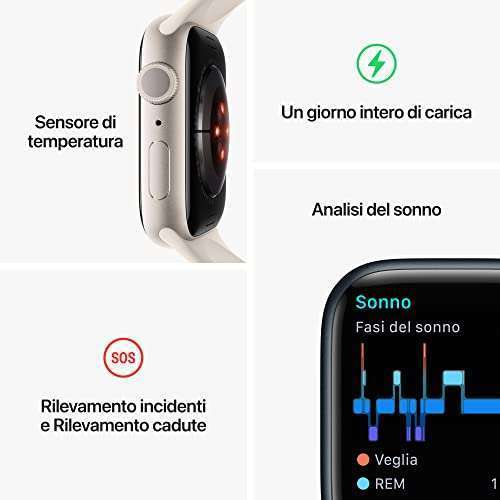 Montre connectée Apple Watch Series 8 (GPS) - Boîtier 41 mm Aluminium Minuit avec Bracelet Sport Minuit