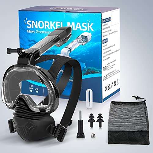 Masques de plongée / Snorkeling Immek - 180° Plein Visage, Tuba de Plongée, Anti-Buée et Anti-Fuite Tissus (vendeur tiers )