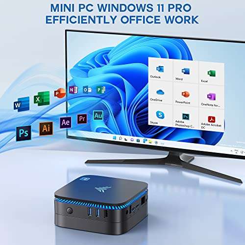 Mini PC NiPoGi AK1 Pro - Intel N5105, RAM 8 Go, SSD 256 Go, WiFi 2.4/5G & BT 4.2, W11 Pro (2x HDMI 4K, 4x USB, 1x RJ45) - Vendeur tiers