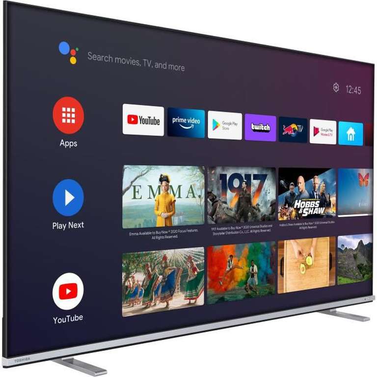 TV 55" Toshiba 55UA4B63DG - LED, 4K UHD, HDR, Dolby Vision, Son Onkyo, Android TV (+ 14.99€ à cagnotter pour les CDAV)