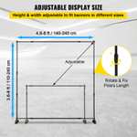 Support Télescopique VEVOR Pour Toile De Fond - 240x240cm Max - Cadre Aluminium - Base Fer - Portable