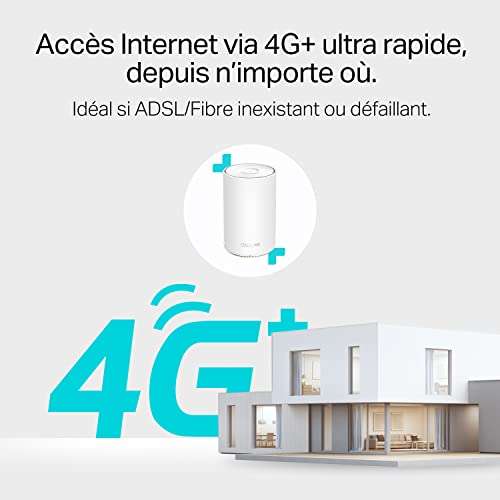 Routeur 4G+ TP-Link Deco X20-4G - Mesh WiFi 6 AX 1800 Mbps, Couverture WiFi 200㎡