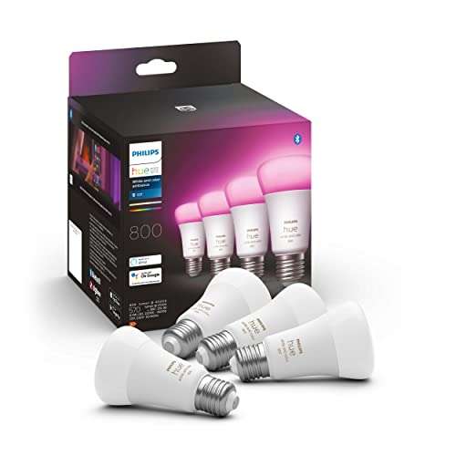 Pack de 4 Ampoules LED connectées E27 Philips Hue White and Color Ambiance