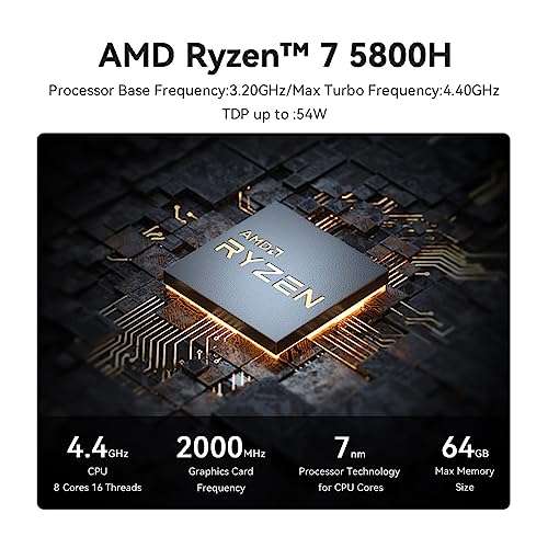 Beelink SER5 Pro Mini PC, AMD Ryzen 7 5700U (8C/16T, jusqu'à 4,3 GHz), Mini  PC de Bureau 16Go RAM DDR4 500Go M.2 NVMe PCIe3.0 SSD, Ethernet/WiFi6/4K  Triple Display pour Studio : 