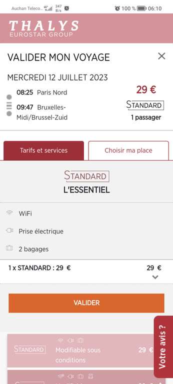 Billet de train Thalys Paris (Nord) -> Bruxelles-Midi (Plusieurs dates en juillet et août) - Ex: le 12 juillet