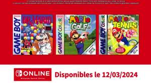 Dr Mario (Game Boy), Mario Golf (Game Boy Color) et Mario Tennis (Game Boy Color) ajouté au Nintendo Switch Online (Dématérialisé)